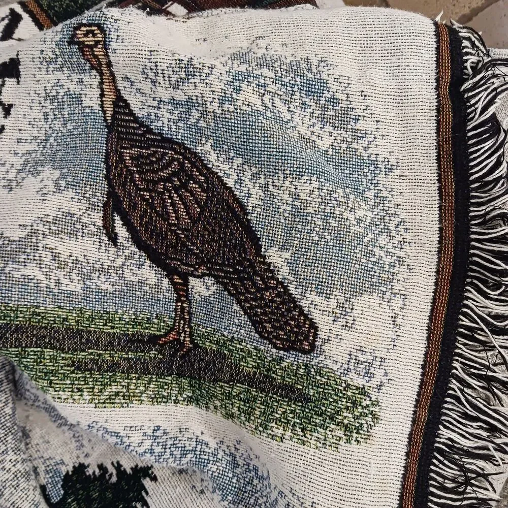 Farmhouse Georgia Historical Throw Blanket 62x48 Cottagecore Deer Scenery Rustic